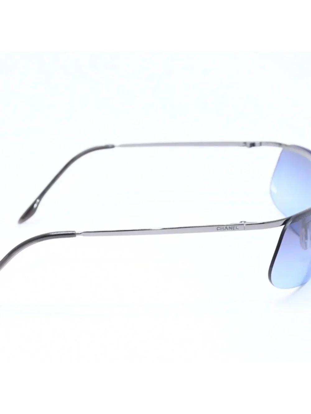 Chanel Half Rim Sunglasses Eyewear Blue Lens